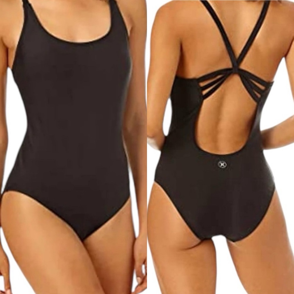 Hurley Strappy Cut-Out One Piece Swimsuit Black